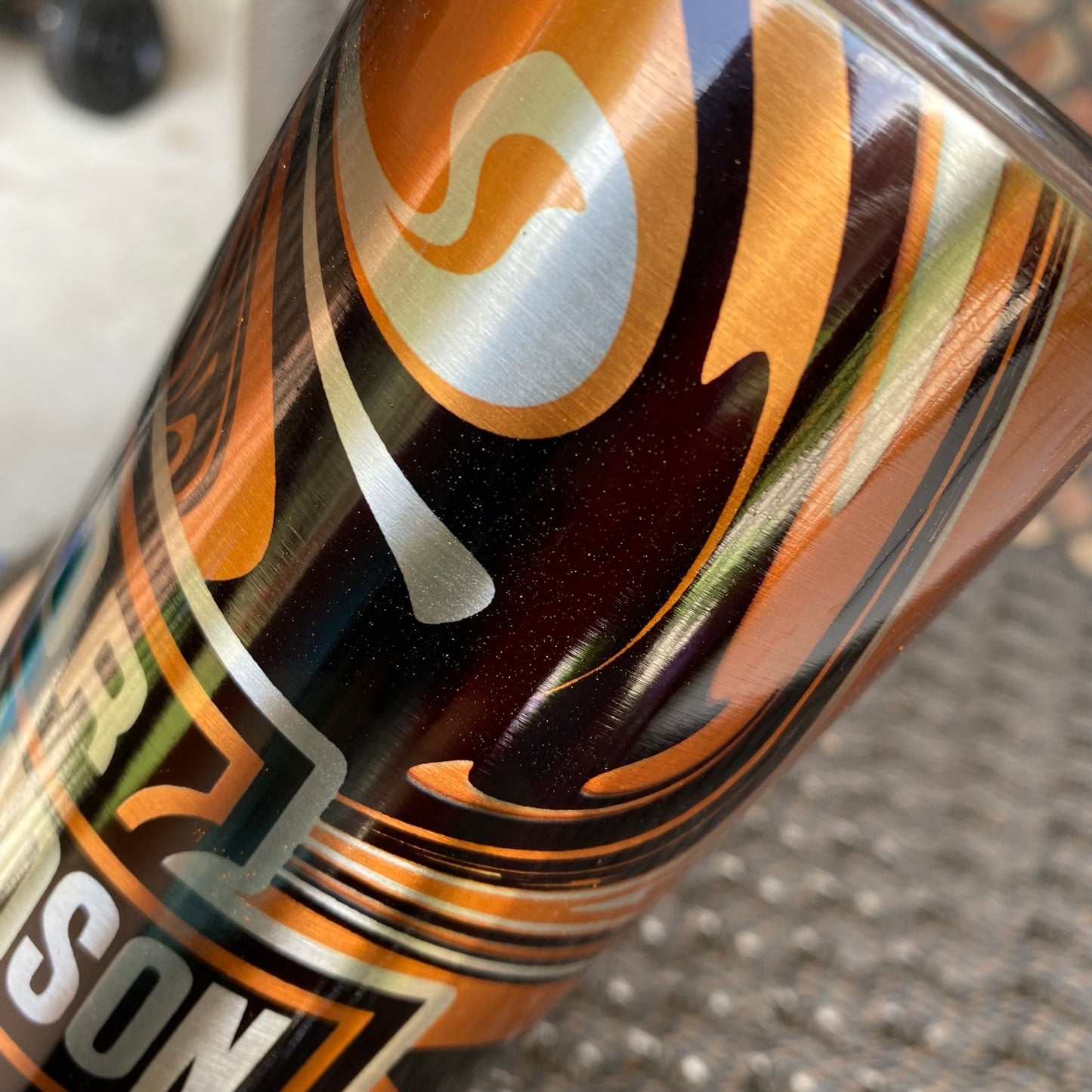 Sublimation Tumbler - 20oz - Motorcycle Orange and Black Swirl