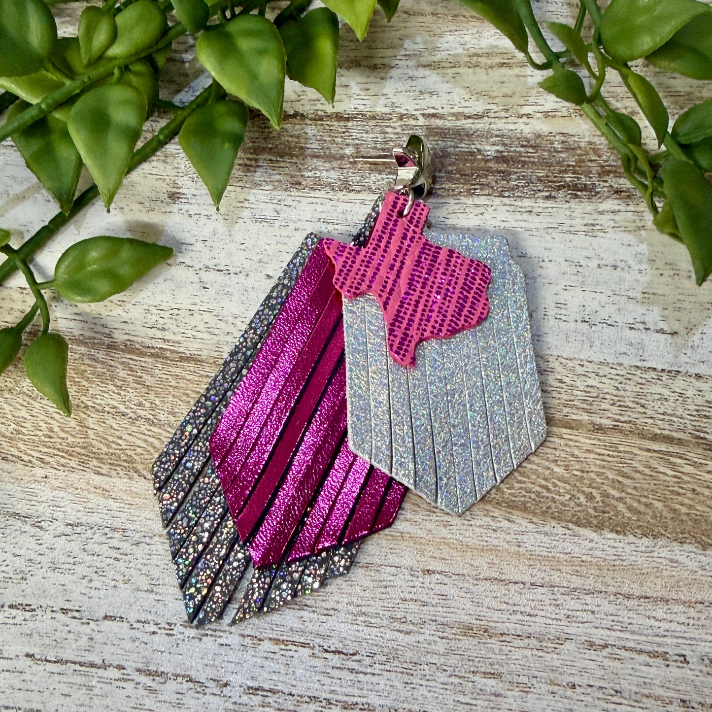 Leather Earrings - Texas Fringe - 4 layer