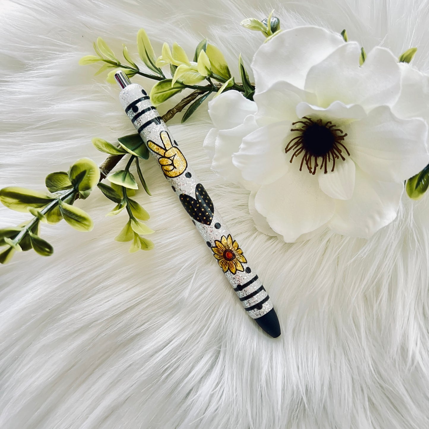 Glitter Pen - Peace Love & Sunflower