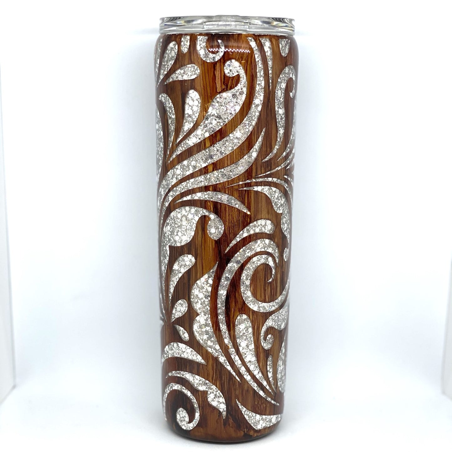 Tumbler - Woodgrain Glitter Peekaboo