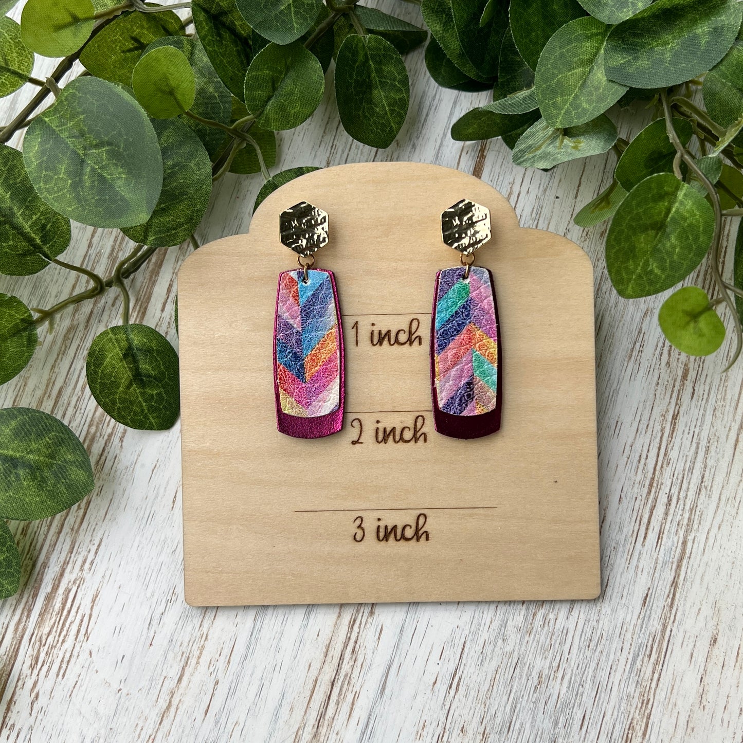 Leather Bar Drop Earrings