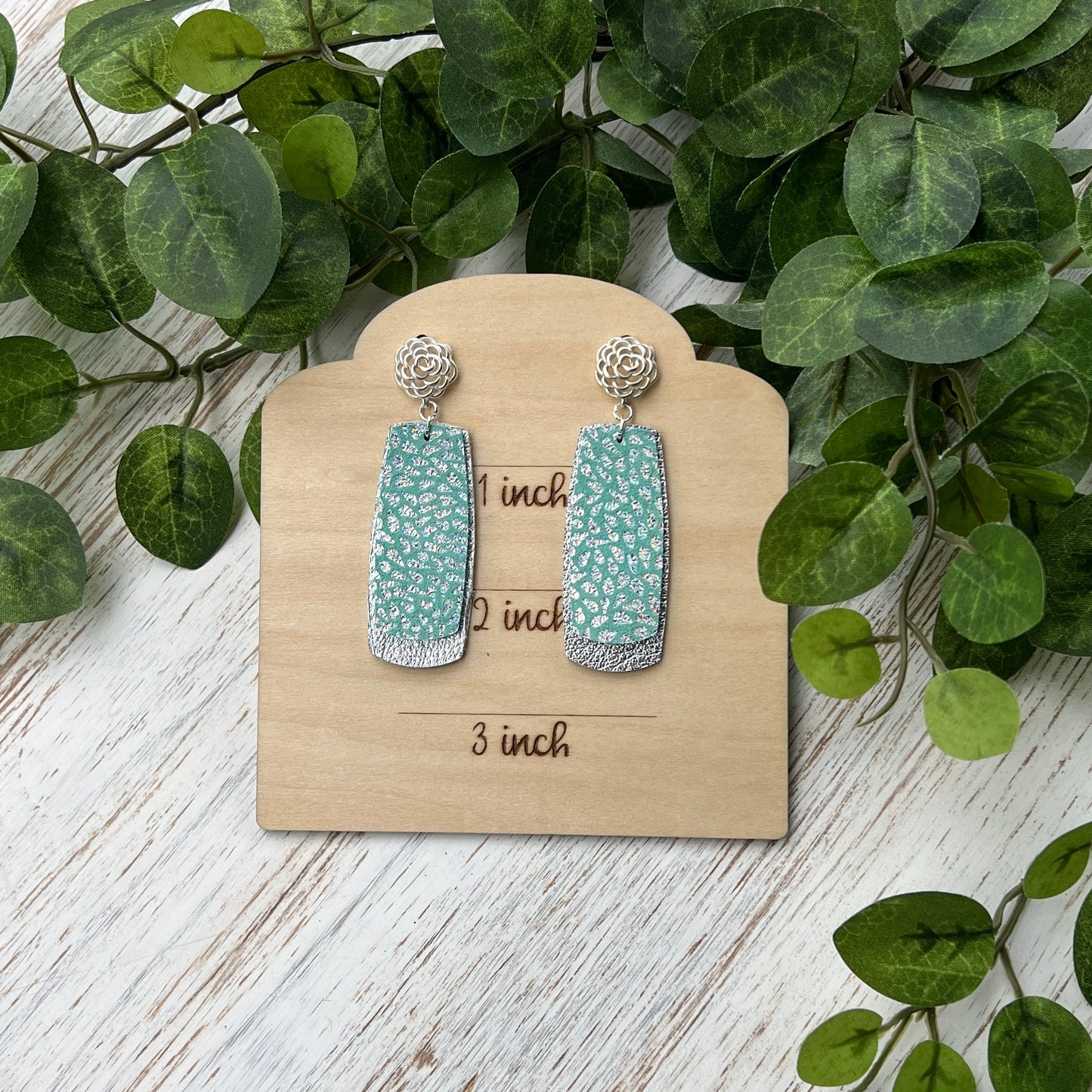 Leather Bar Drop Earrings