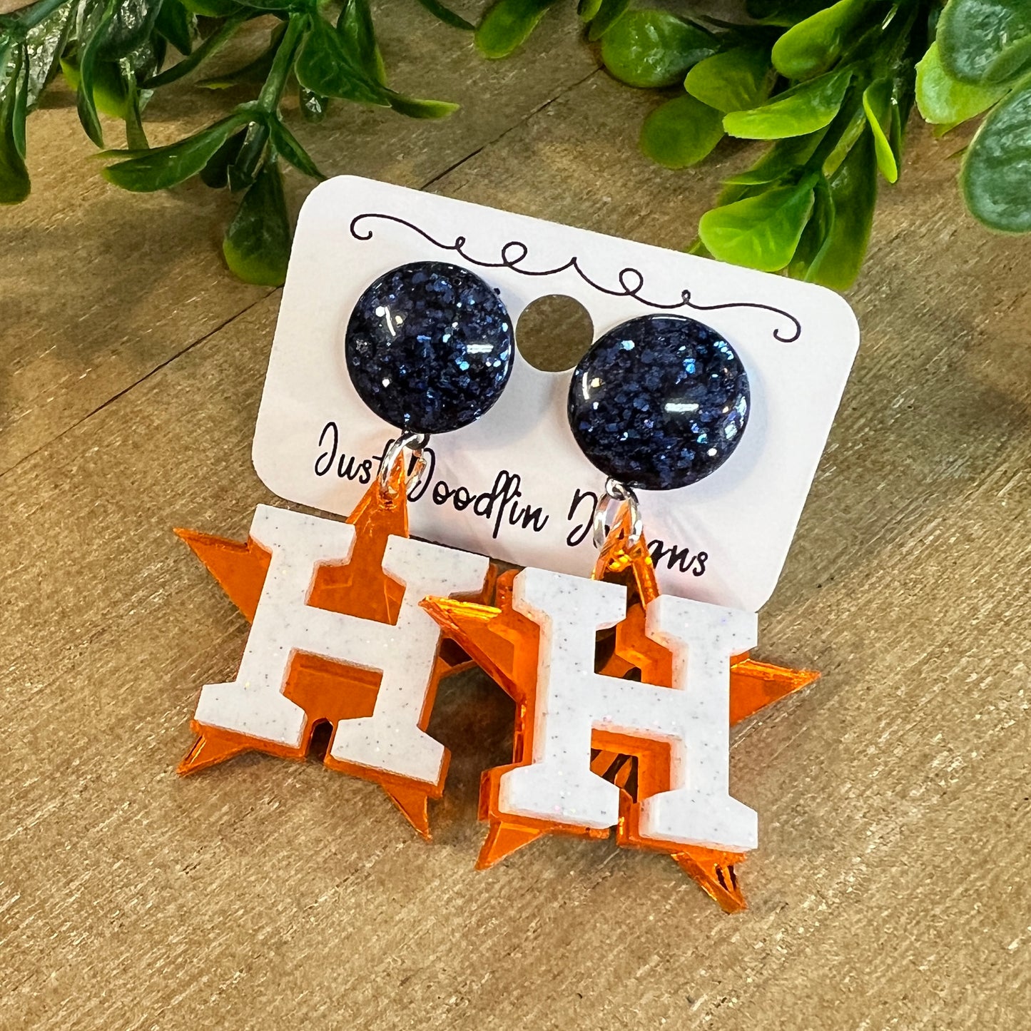 Astros Star With H Earrings