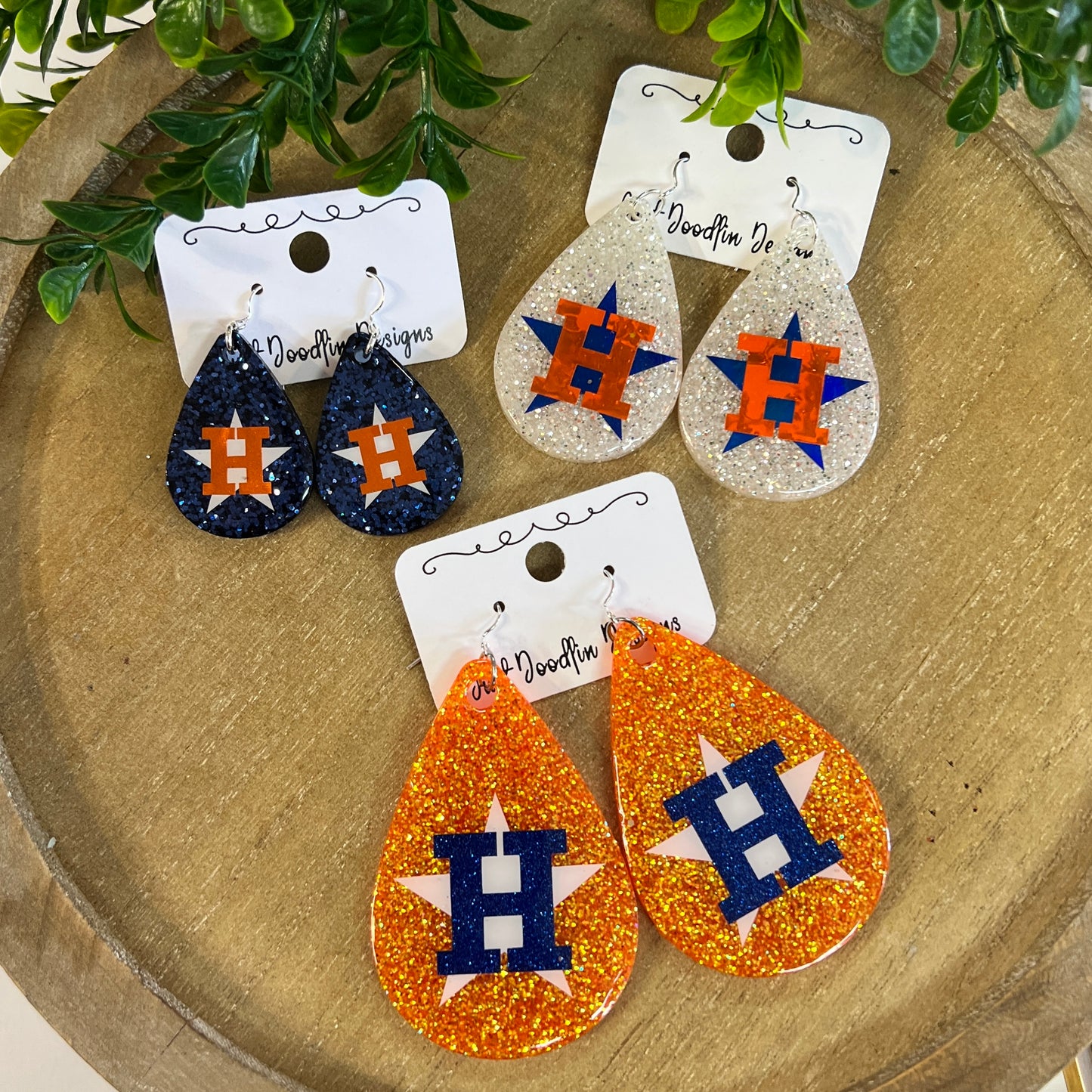 Astros Glitter Drop Earrings