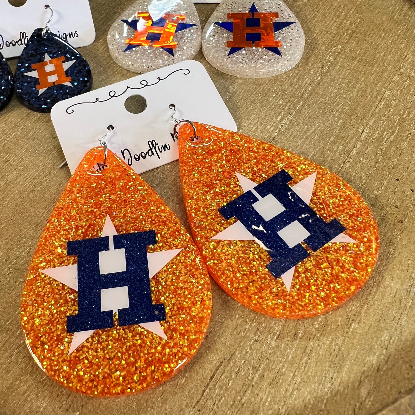 Astros Glitter Drop Earrings