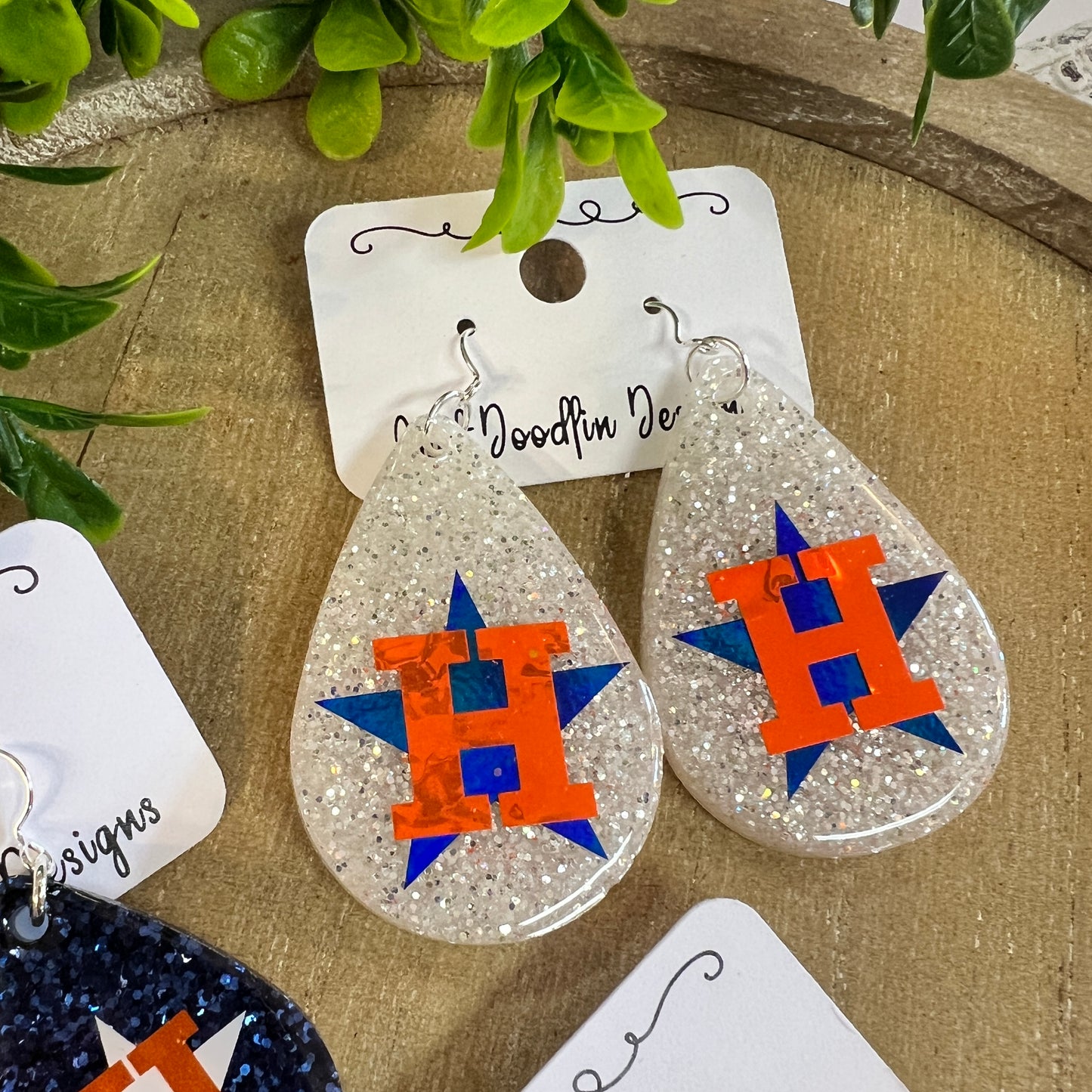 Astros Glitter Drop Earrings