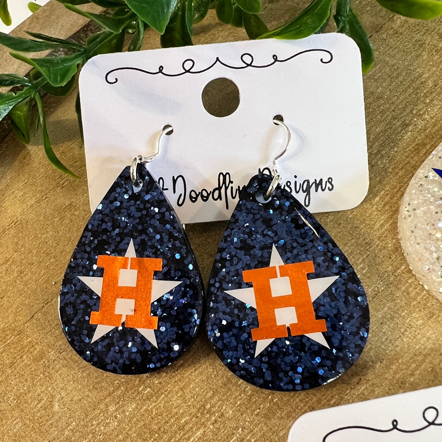 Astros Glitter Drop Earrings