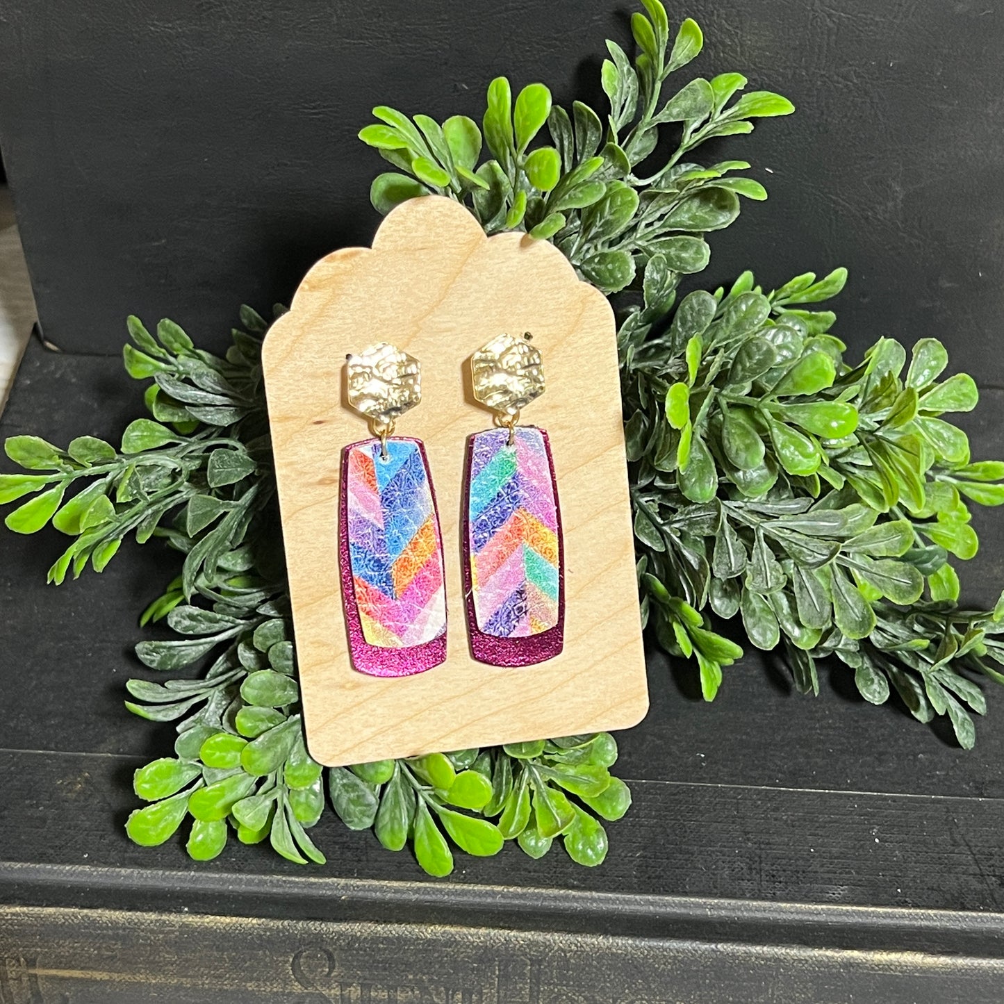 Leather Bar Drop Earrings