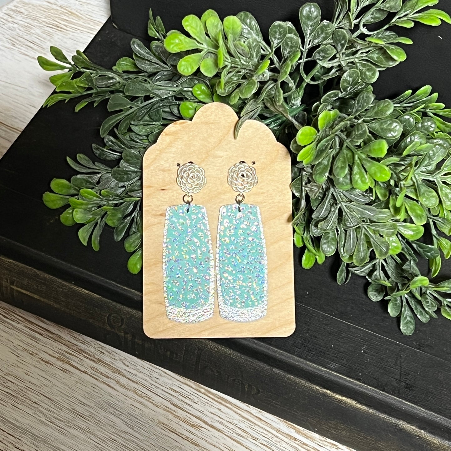 Leather Bar Drop Earrings