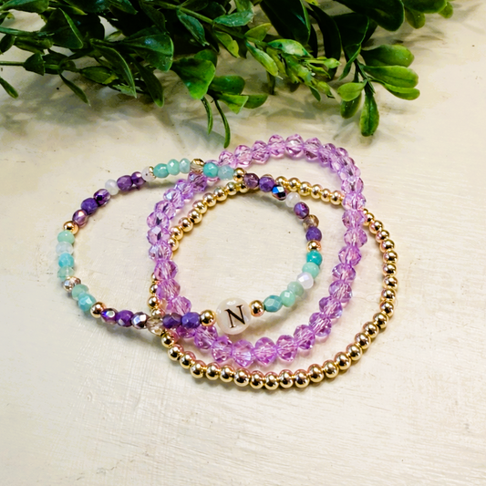 Bracelet - Initial with Glass Czech Beads
