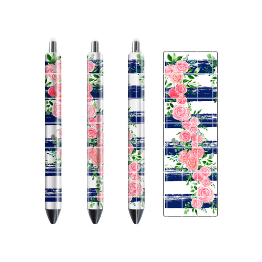 PEN WRAP DESIGN - FLOWERS NAVY AND PINK