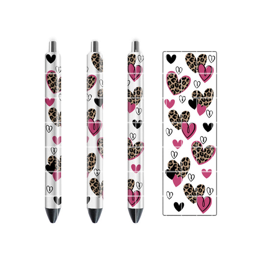 PEN WRAP DESIGN - HEARTS LEOPARD & PINK