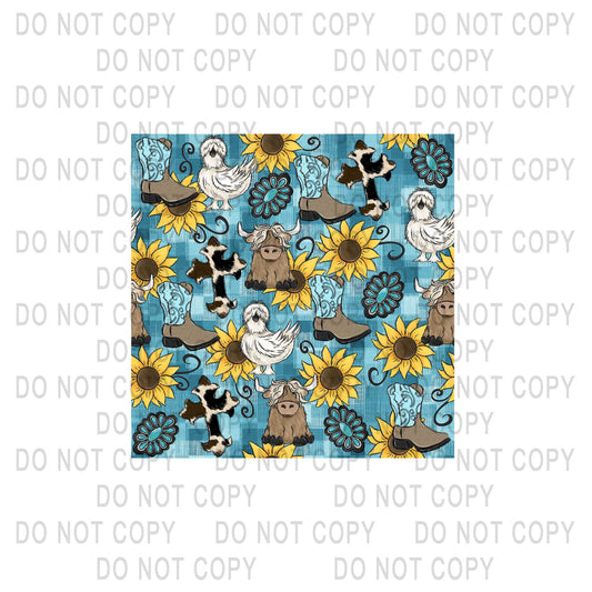 Digital Design - Boots & Cows - Seamless Design