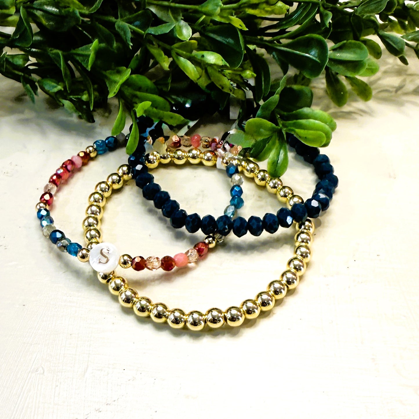 Bracelet - Initial with Glass Czech Beads