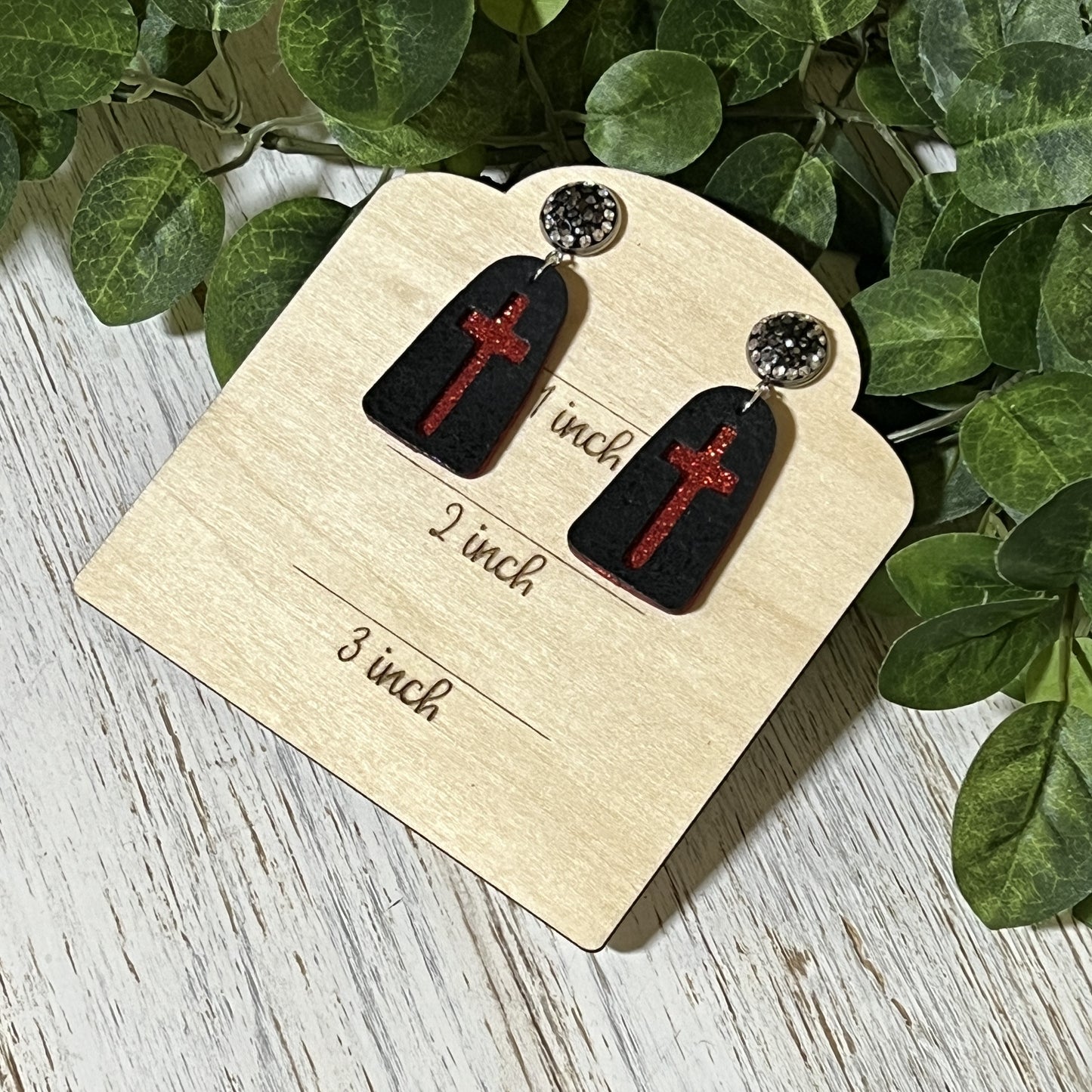 Leather Cross Earrings