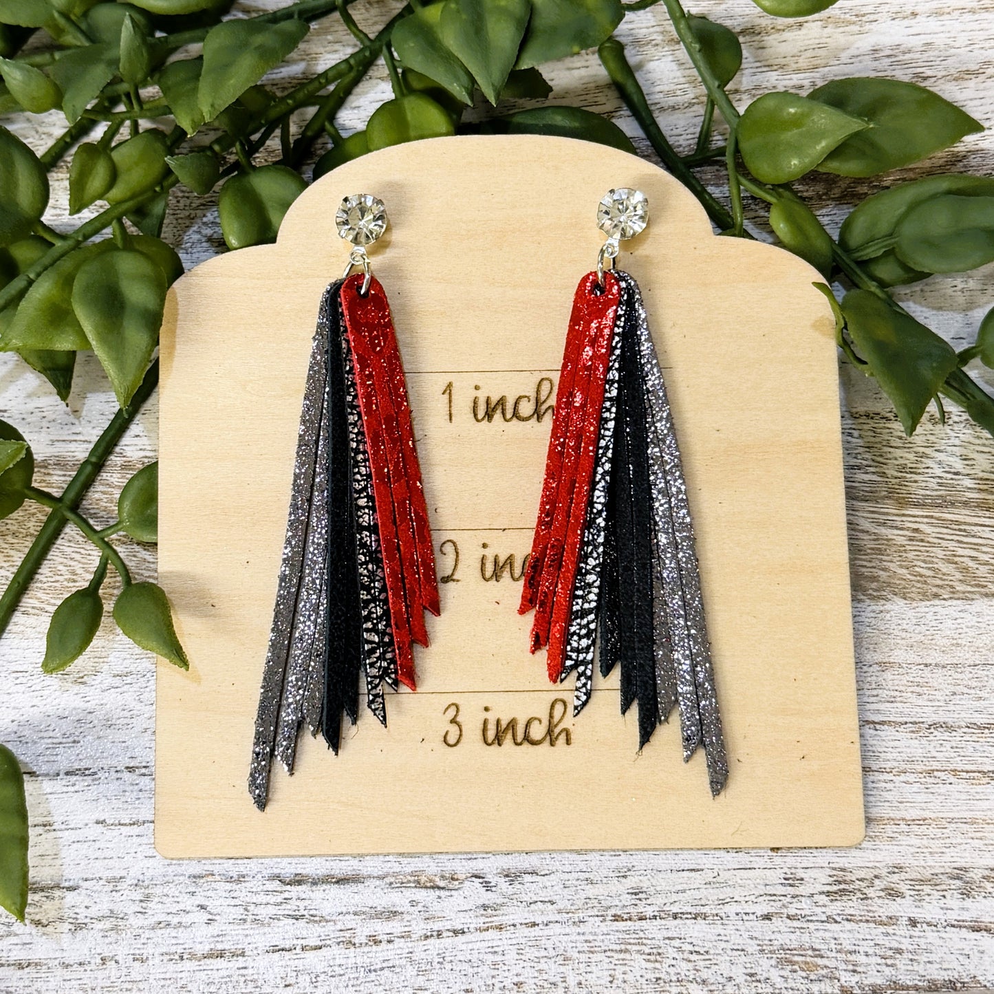 Leather Earrings - Skinny Fringe - 4 layer