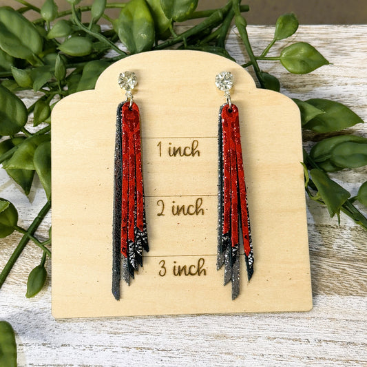 Leather Earrings - Skinny Fringe - 4 layer