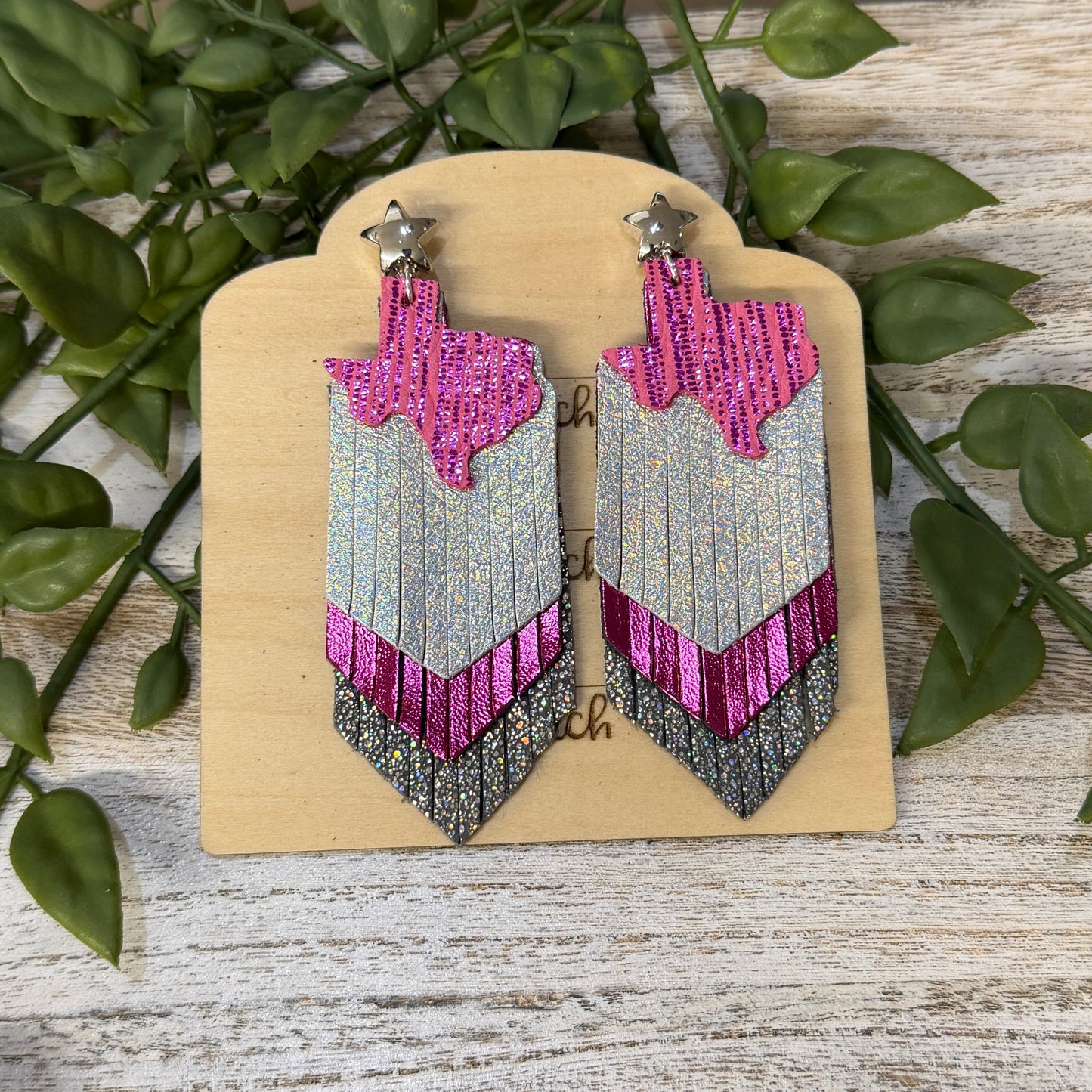 Leather Earrings - Texas Fringe - 4 layer