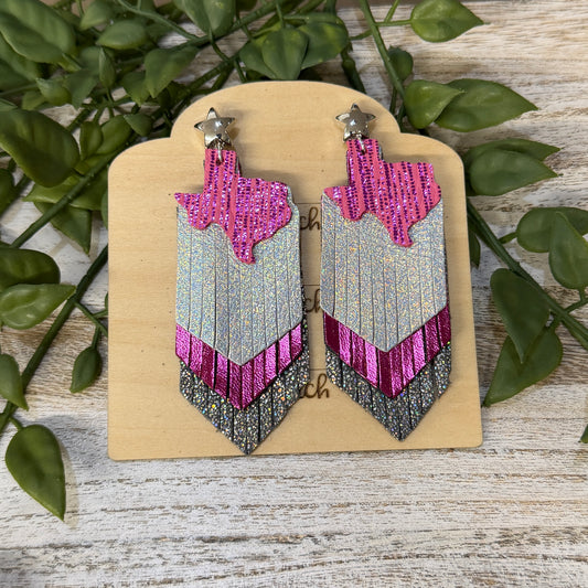 Leather Earrings - Texas Fringe - 4 layer