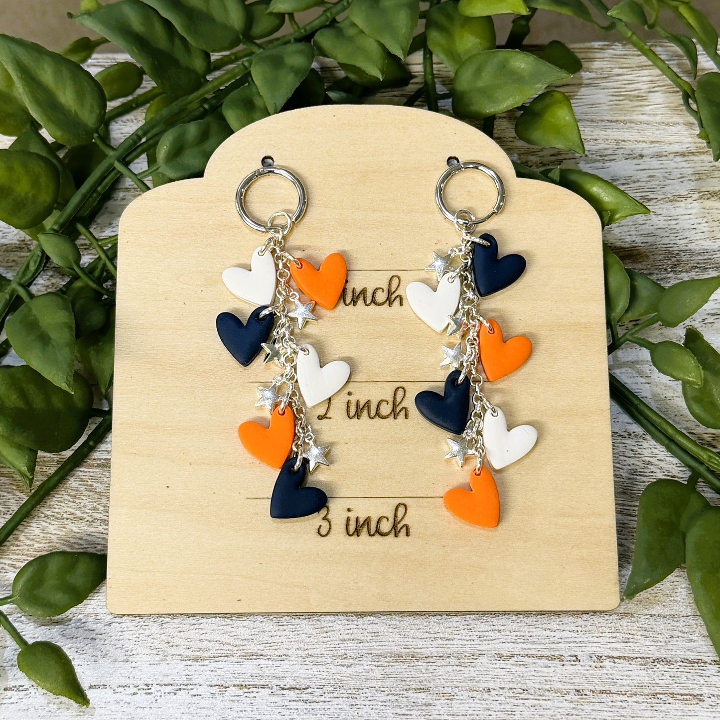 Astros Clay Hearts Dangle Earrings