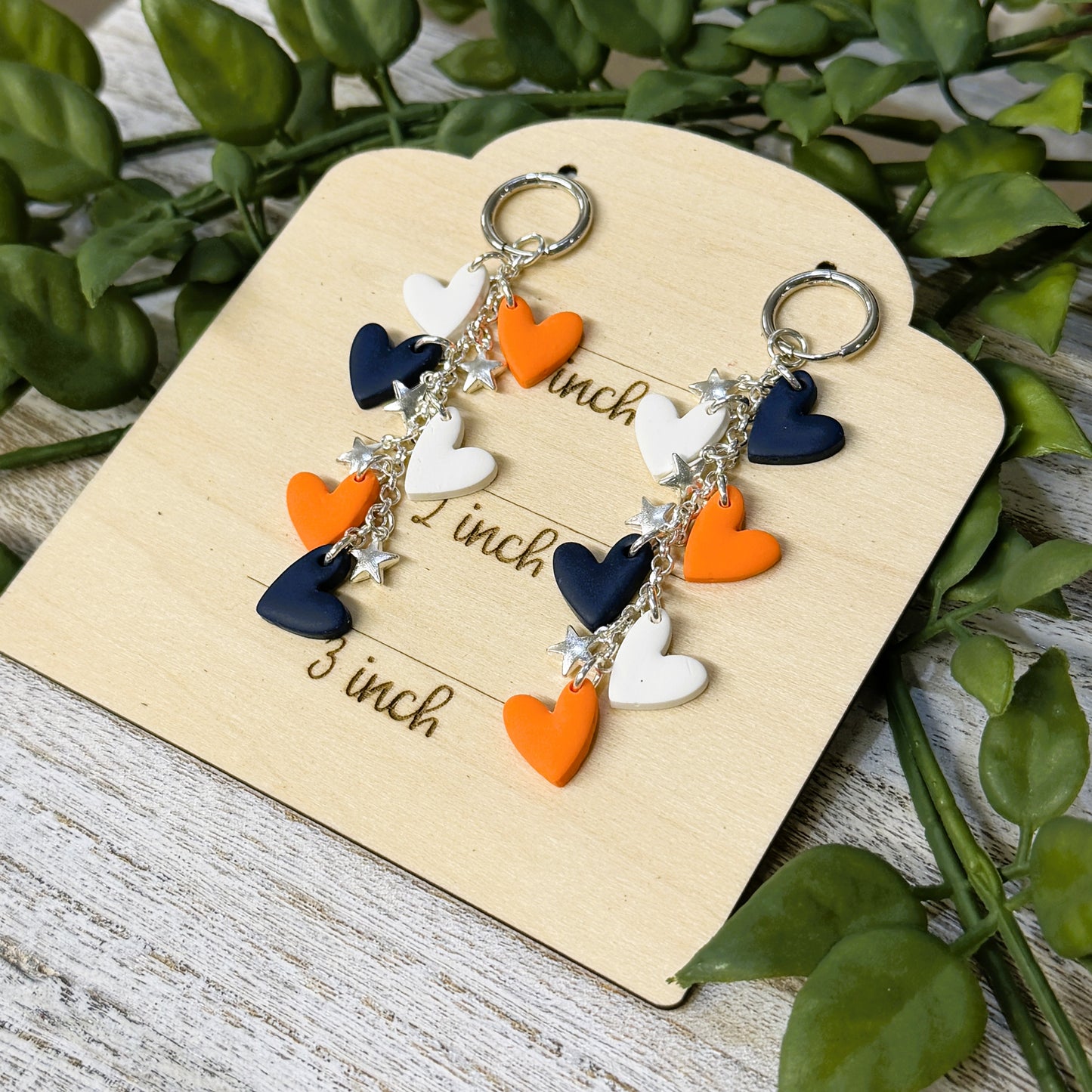 Astros Clay Hearts Dangle Earrings