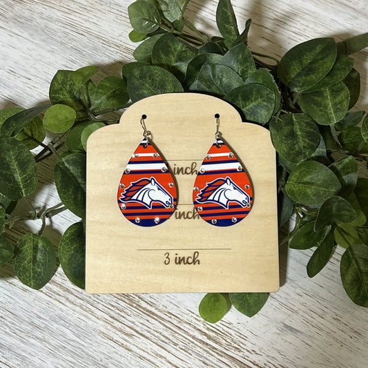 BRONCOS Striped Drop Earrings