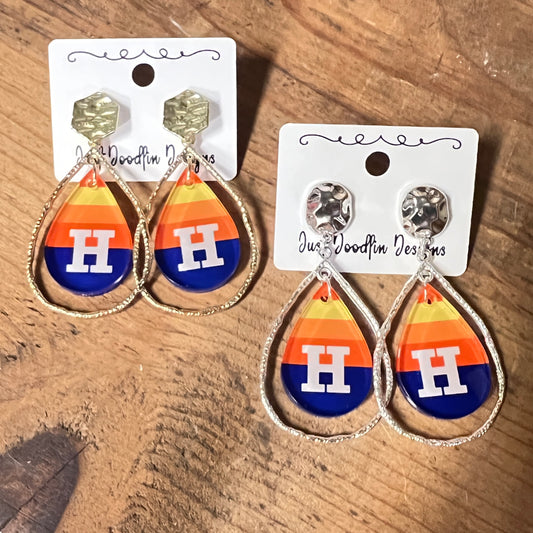 Astros Framed Tear Drop Earring