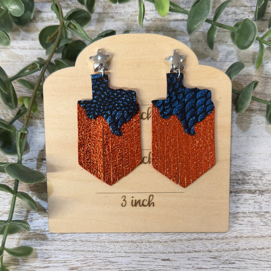 Leather Earrings - Texas Fringe - 2 layer
