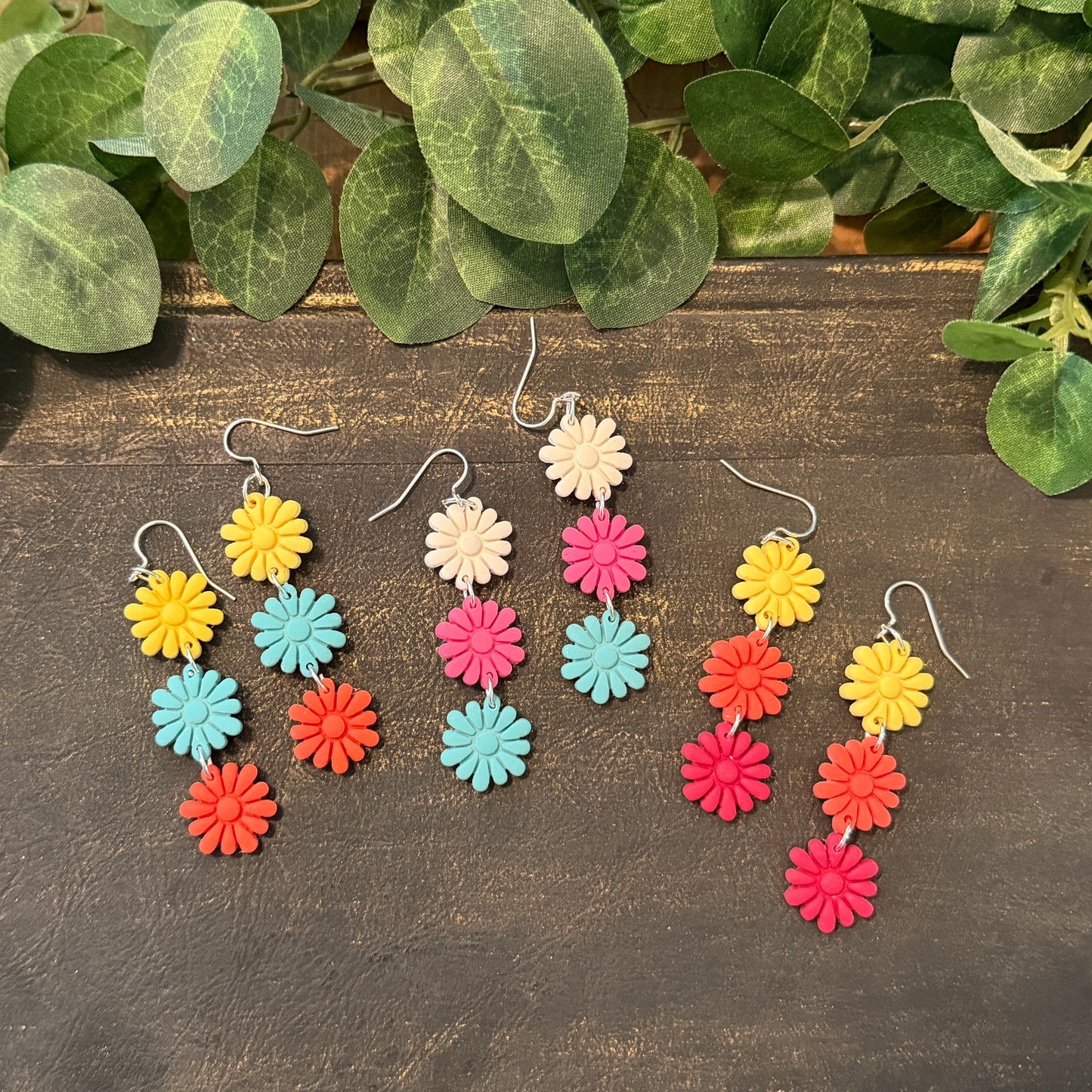 Flower Drop Clay Earrings