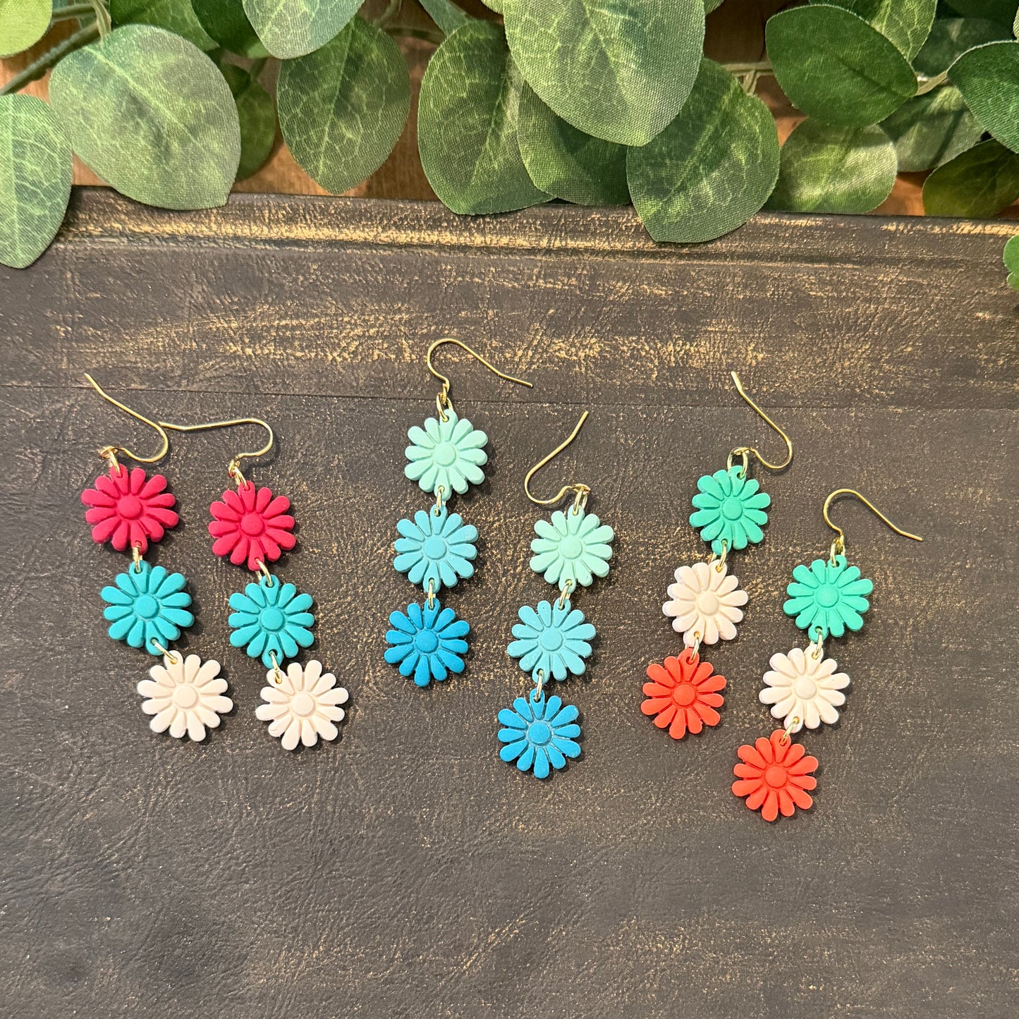 Flower Drop Clay Earrings