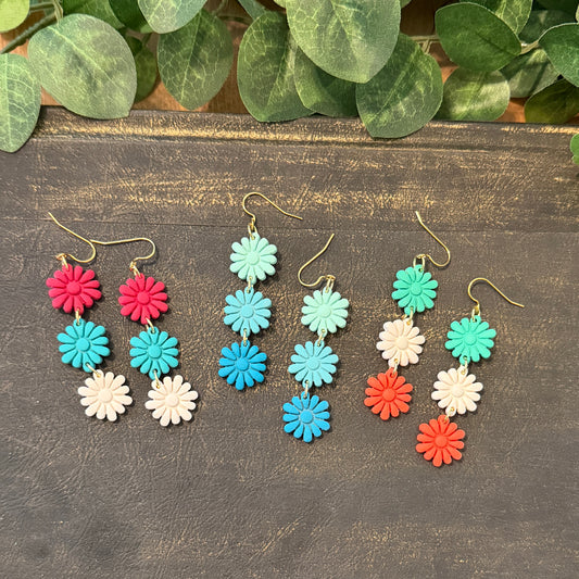 Flower Drop Clay Earrings
