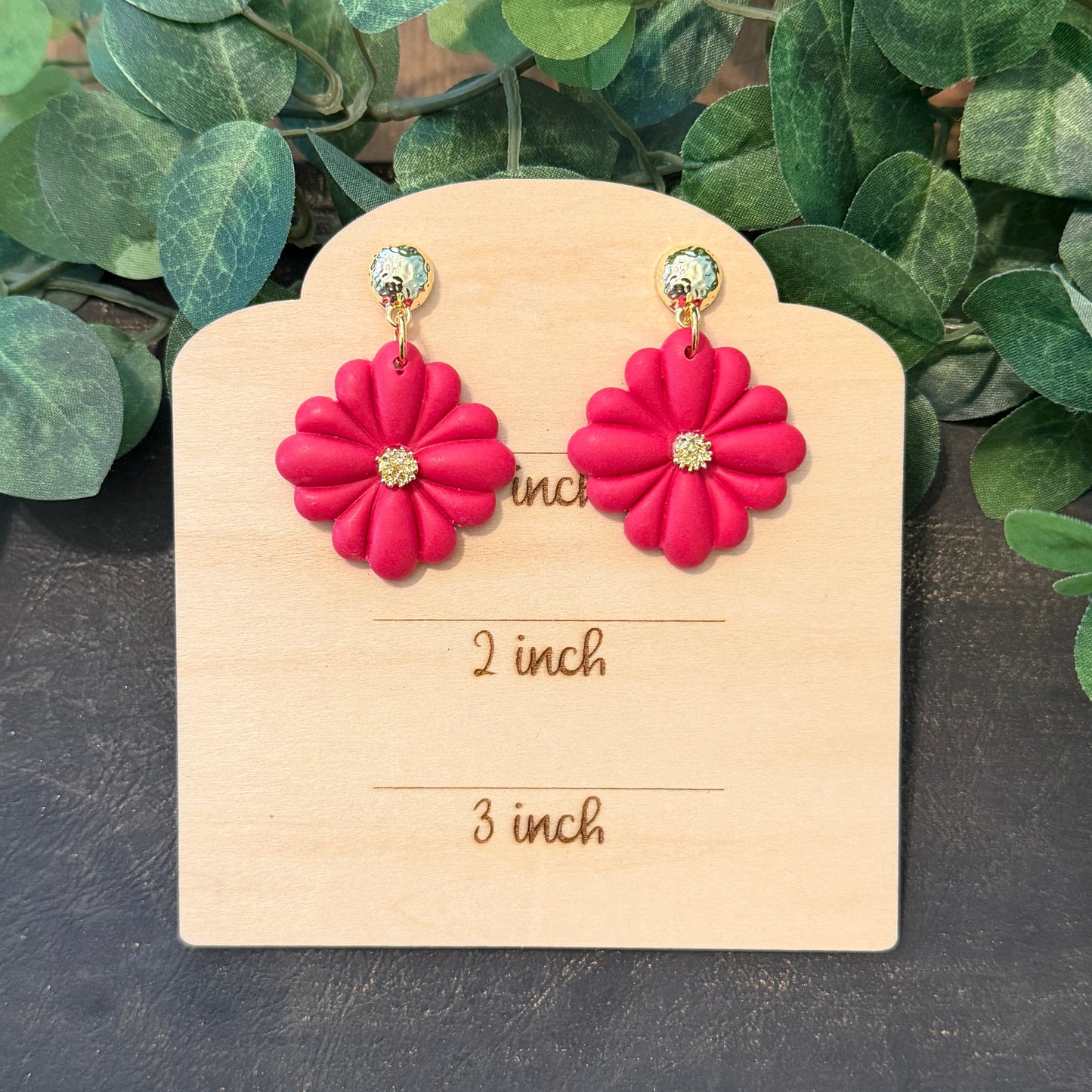 Flower Dangle Clay Earrings
