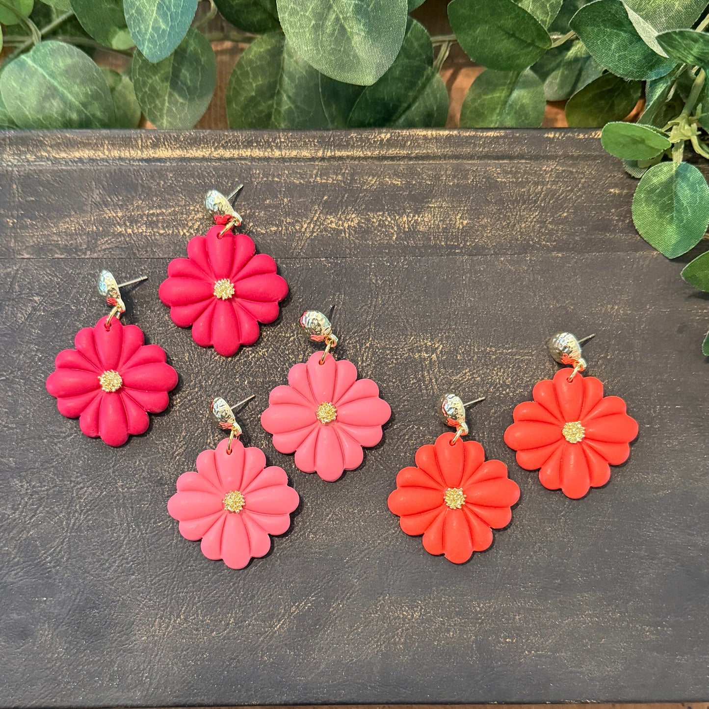 Flower Dangle Clay Earrings