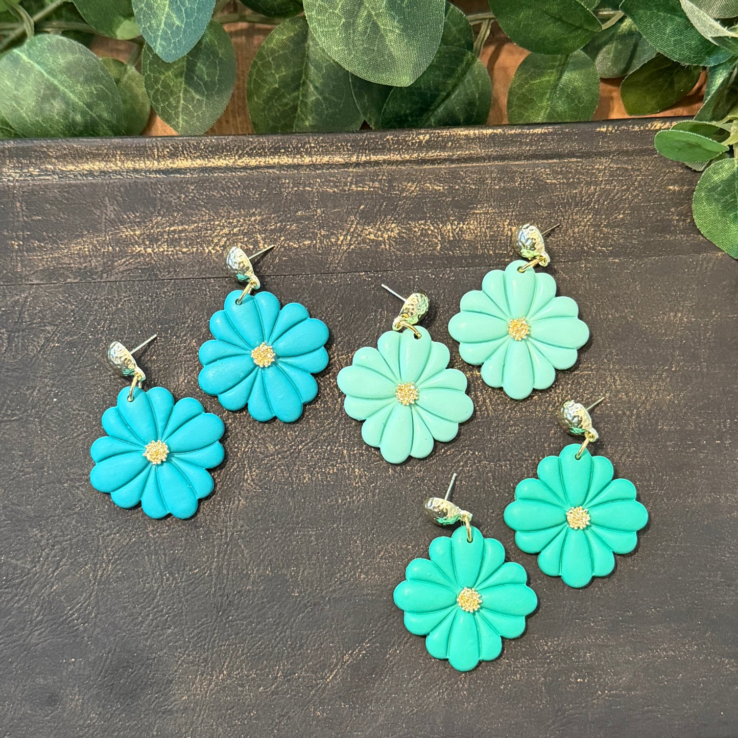 Flower Dangle Clay Earrings
