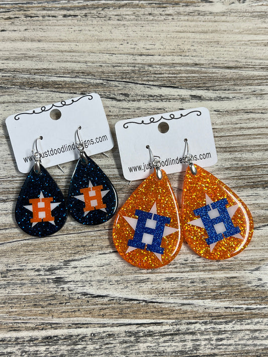 Astros Glitter Drop Earrings