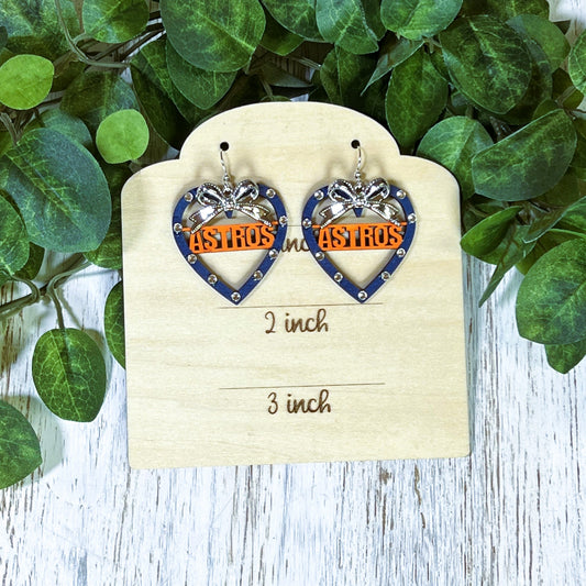 Astros Heart With Bow Earrings