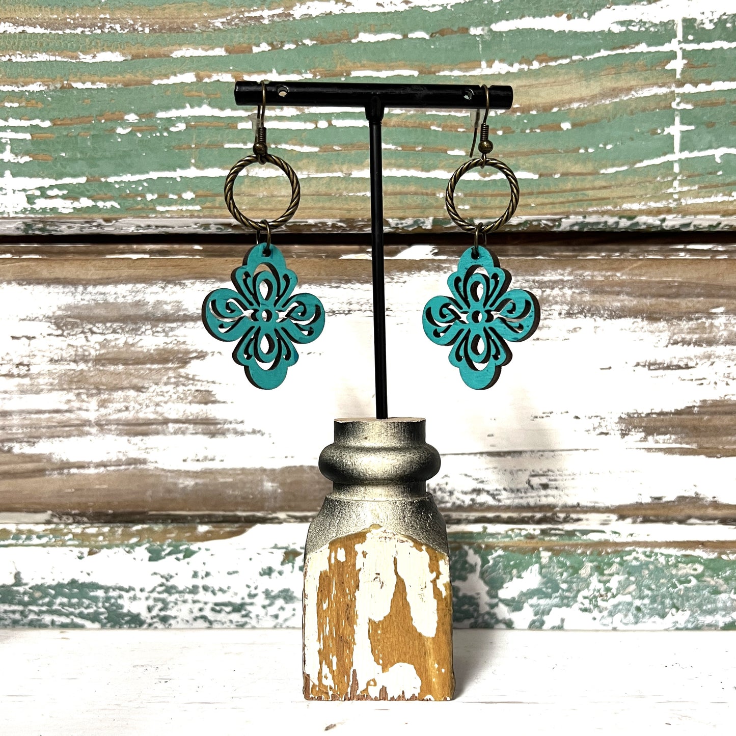 Wood Scroll Drop Earrings