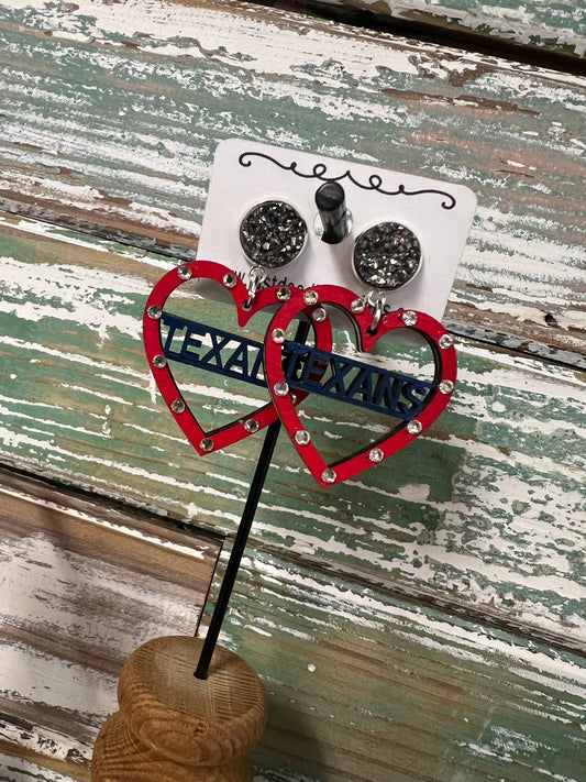 Texans Heart Earrings