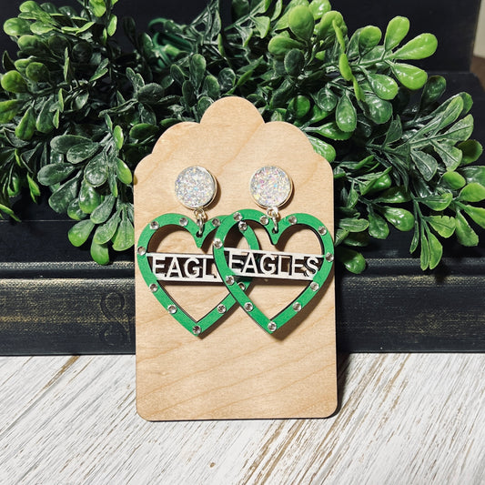 EAGLES Mascot Team Earrings - Hearts