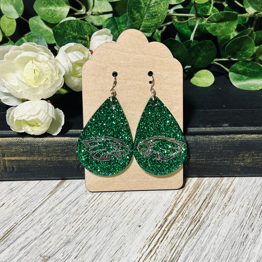 EAGLES Mascot Team Earrings - Glitter Drops