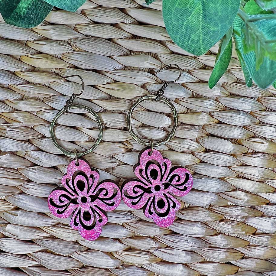 Wood Scroll Drop Earrings