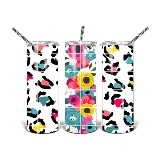 20 oz Tumbler Design - Flowers & Leopard