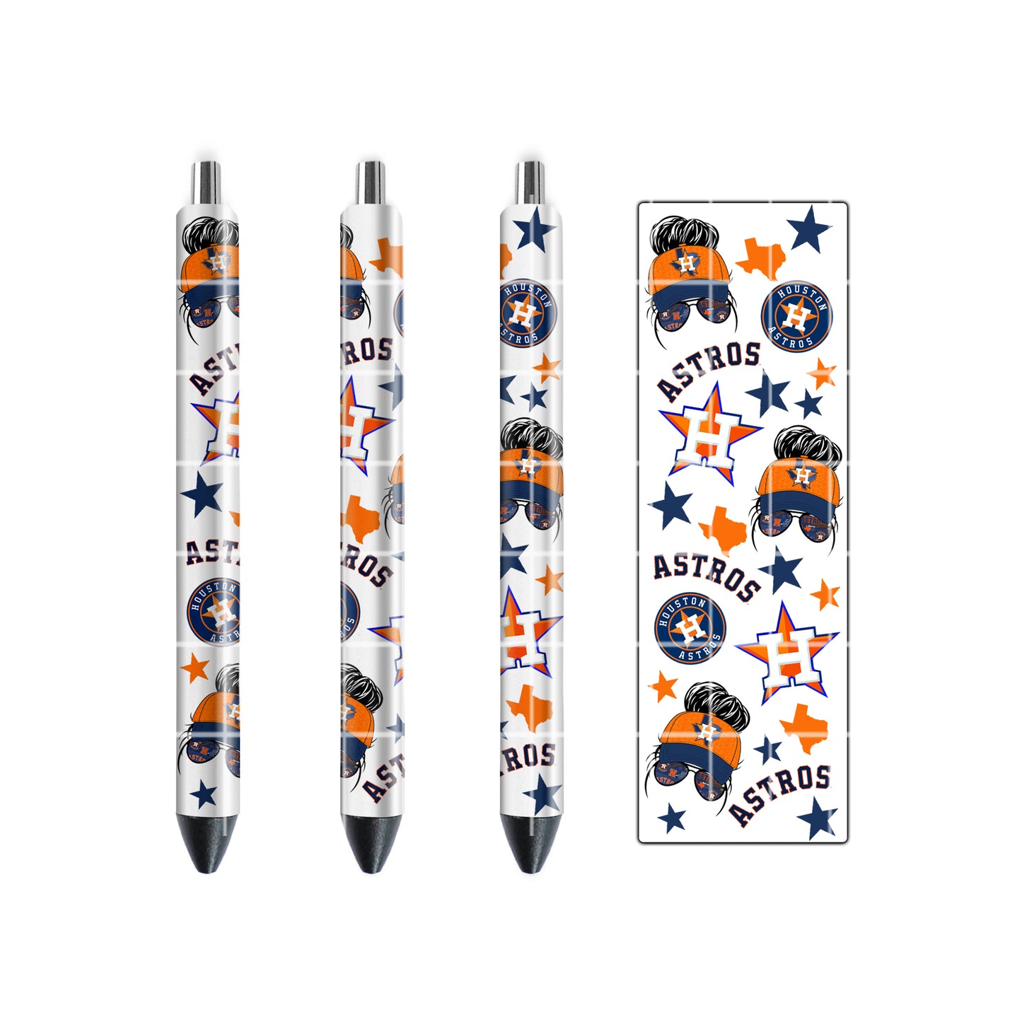 DIGITAL DESIGN - HOUSTON ASTROS PEN DESIGN MOM BUN